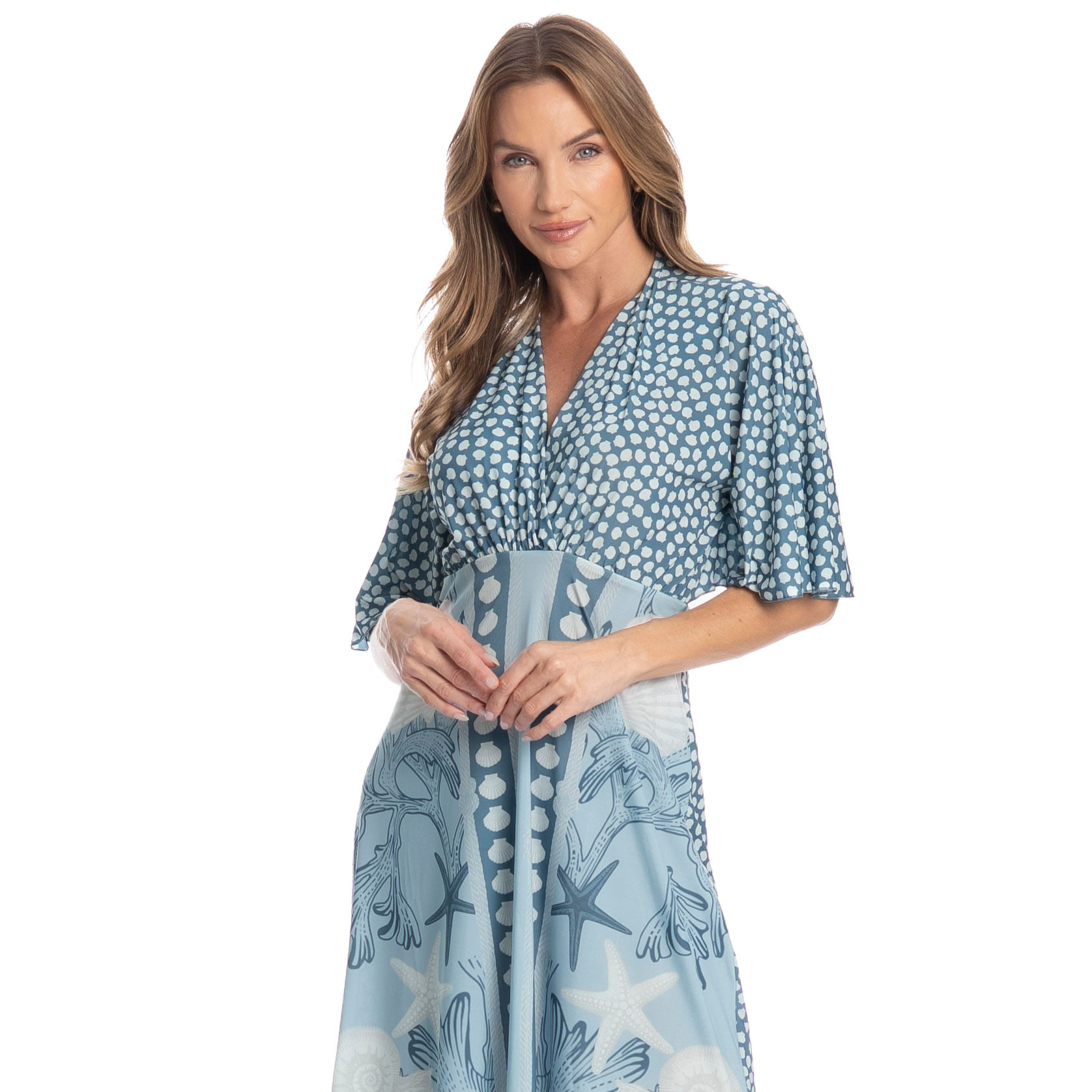 Kaftan Feminino Longo Oceano Azul-2 - Imagem 1