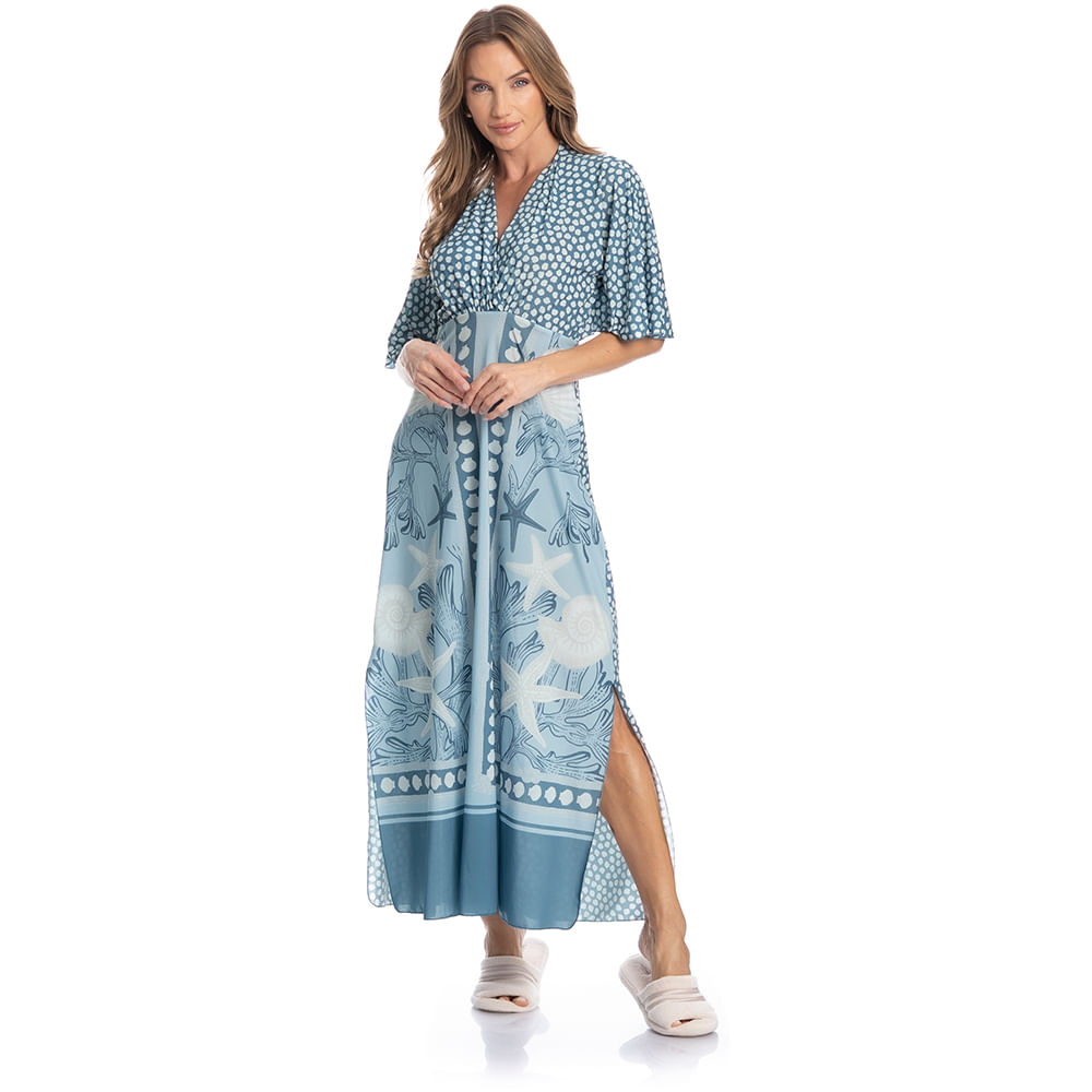 Kaftan Feminino Longo Oceano - Imagem 3 - Mobile