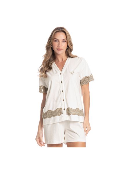 Pijama Curto Americano Bela Branco - Imagem 1