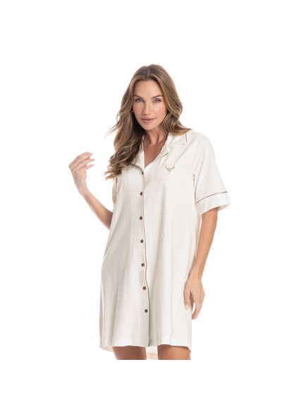 Camisão Feminino Abotoado Curto Bela Branco - Imagem 1