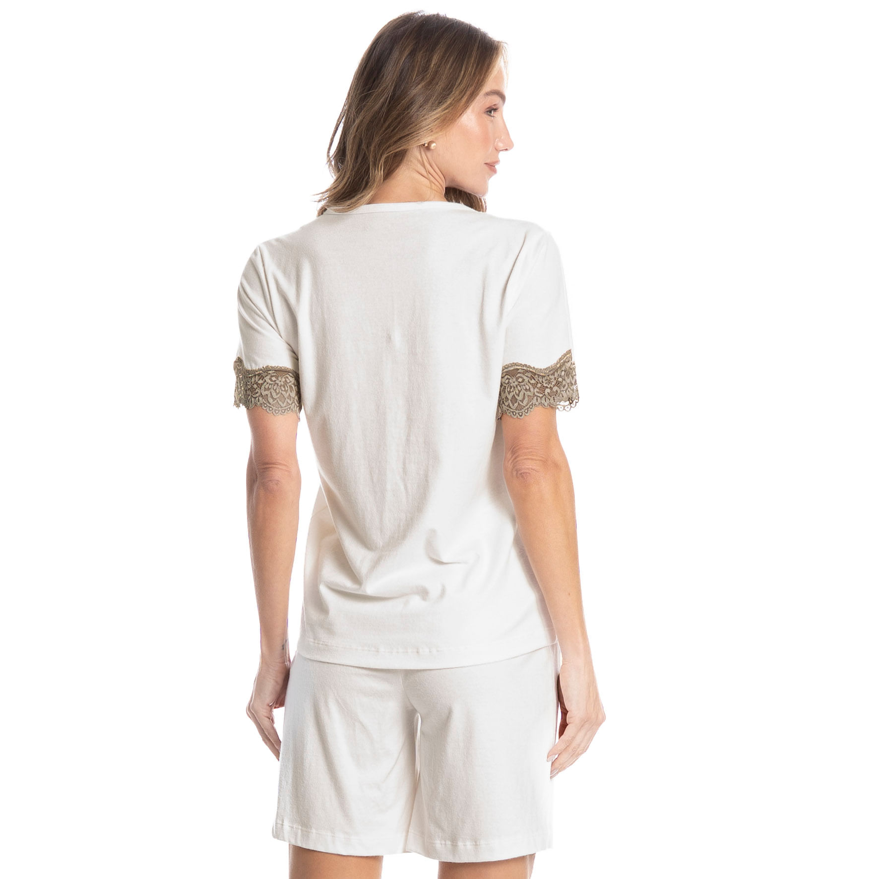 Pijama Feminino Shortão Bela Branco - Imagem 2