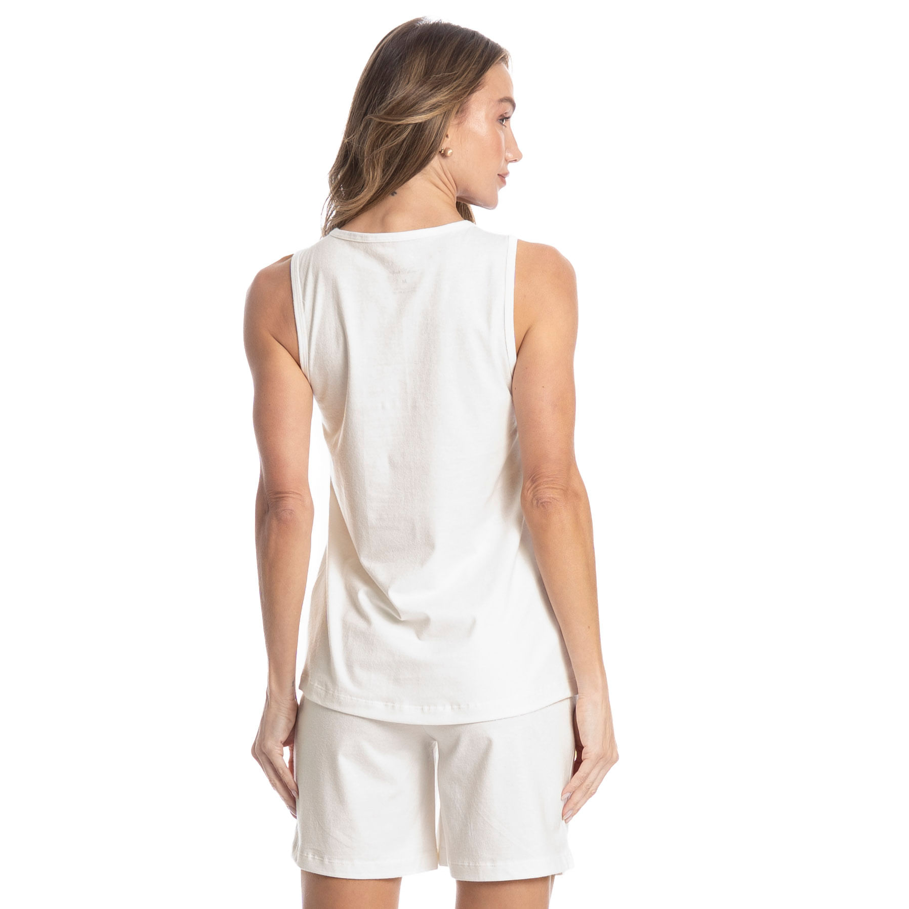 Pijama Feminino Shortão Regata Bela Branco - Imagem 2