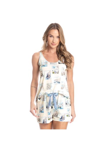 Short Doll Postais Azul - Imagem 1