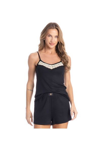 Short Doll Com Renda Sofia Preto - Imagem 1