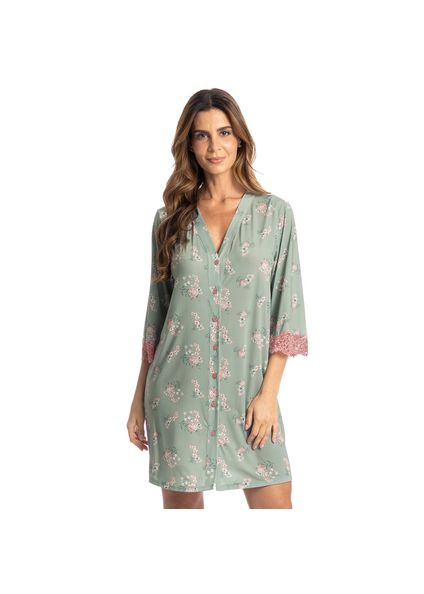 Camisão Curto Abotoado Fiore Verde - Imagem 1