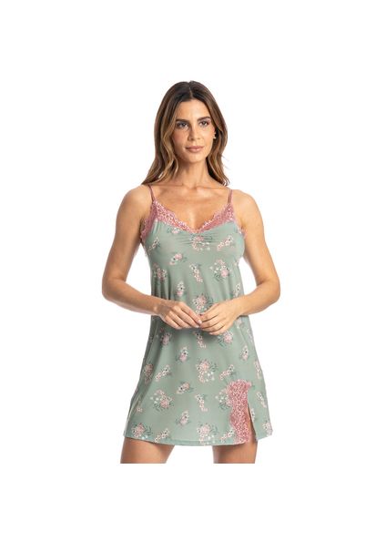 Camisola Curta Com Renda Fiore Verde - Imagem 1
