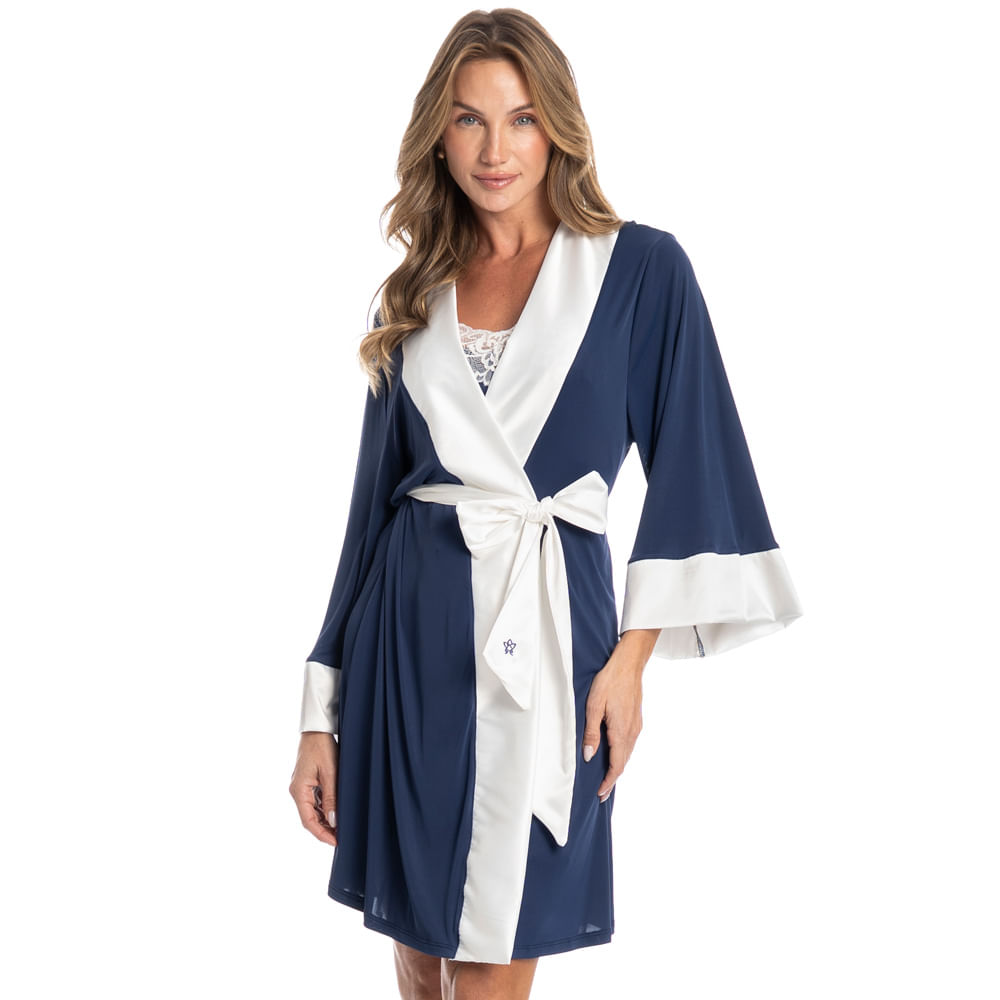 Robe Feminino Curto Isa Azul-marinho - Imagem 1