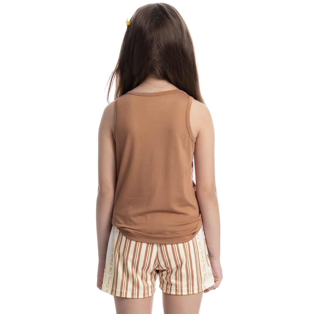 Pijama Infantil Curto Regata Com Bolso Moka Branco - Imagem 2