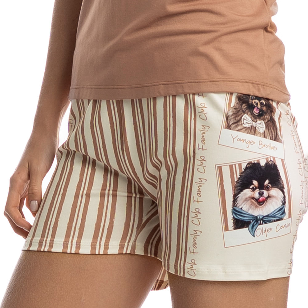 Pijama Feminino Curto Regata Com Bolso Moka - Imagem 5 - Mobile