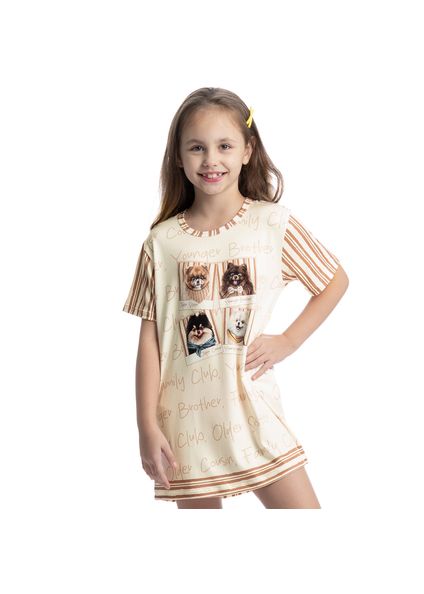 Camisão Curto Infantil Moka Branco - Imagem 1