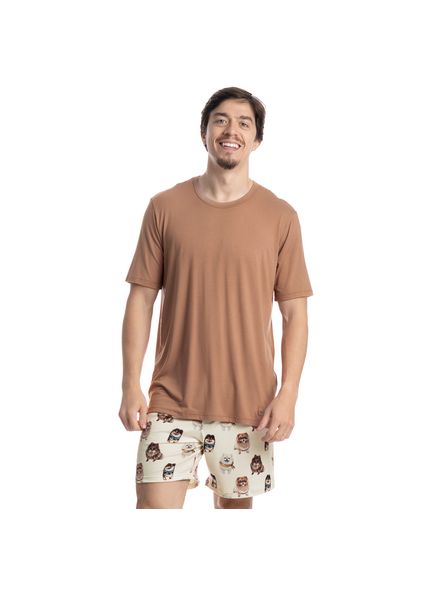 Pijama Masculino Curto Moka Tombini Branco - Imagem 1