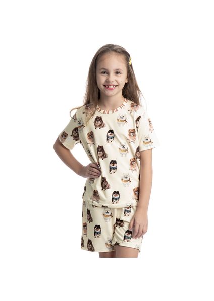 Pijama Curto Infantil Unissex Moka Branco - Imagem 1