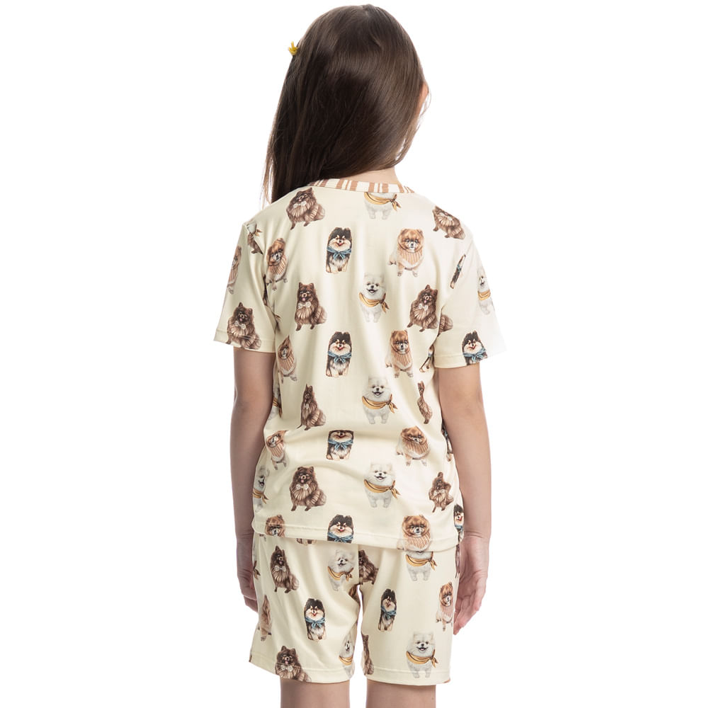 Pijama Curto Infantil Unissex Moka Branco - Imagem 2