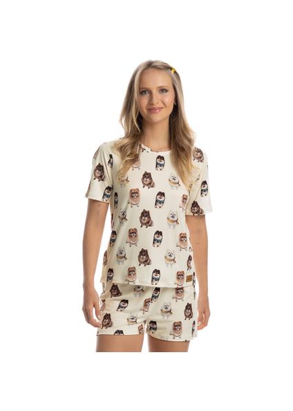 Pijama Curto Feminino Moka Branco - Imagem 1