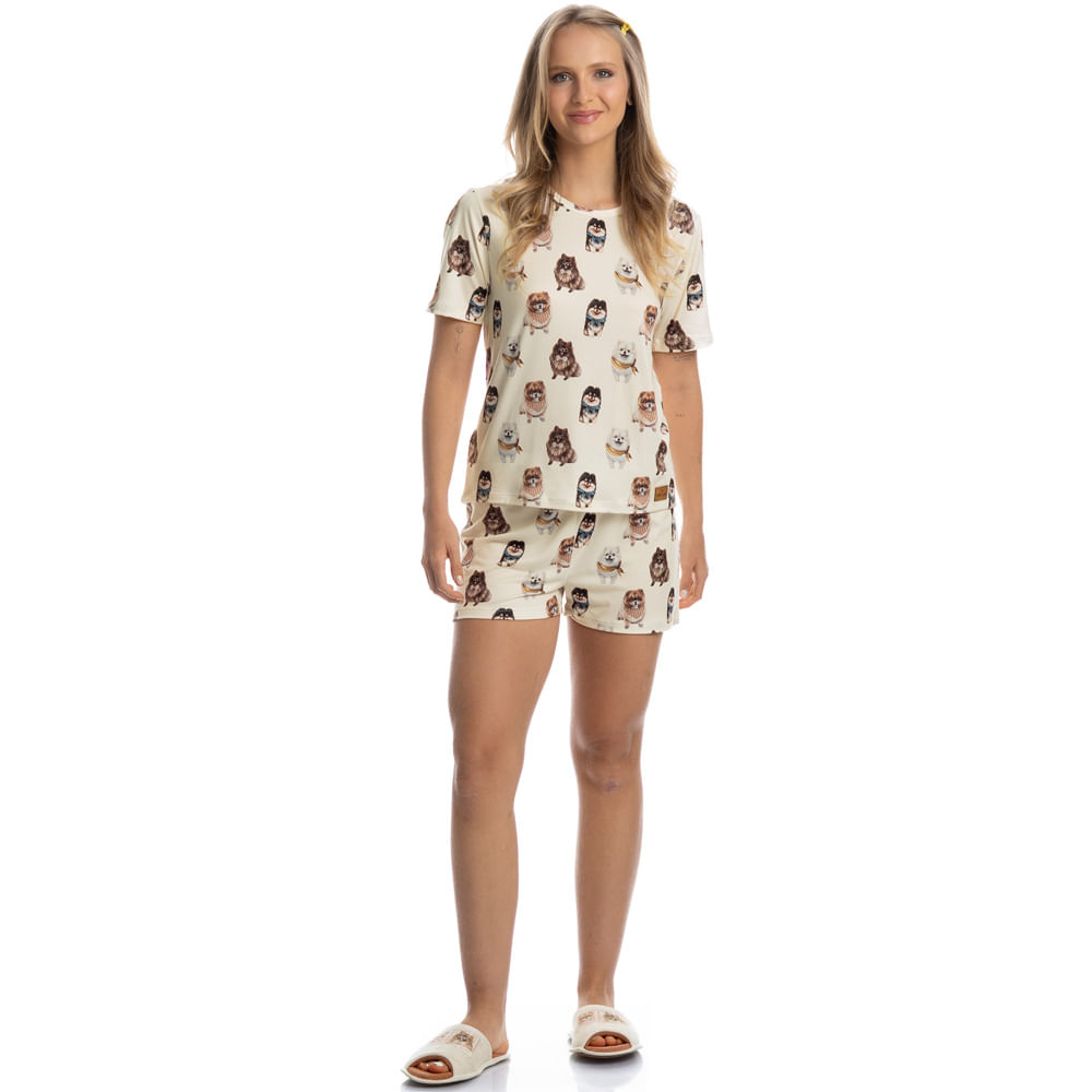 Pijama Curto Feminino Moka - Imagem 3 - Mobile