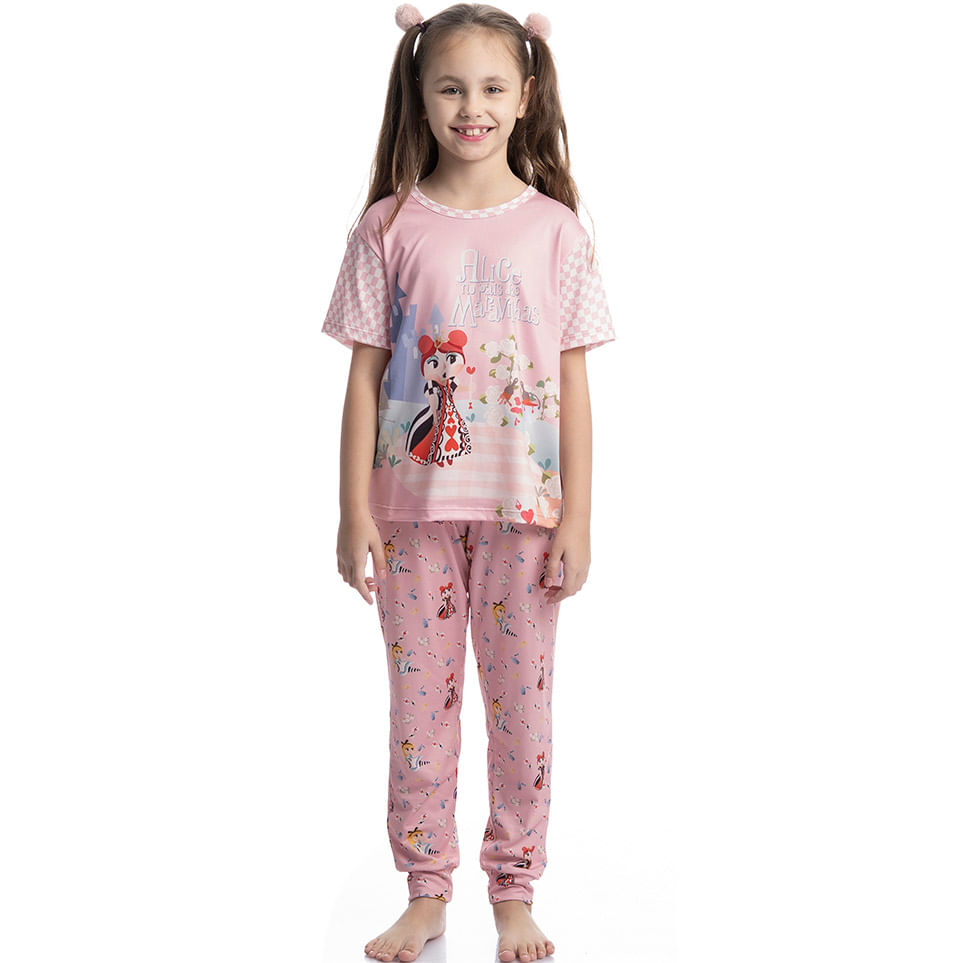 Pijama Infantil Longo Manga Curta Alice - Imagem 3 - Mobile