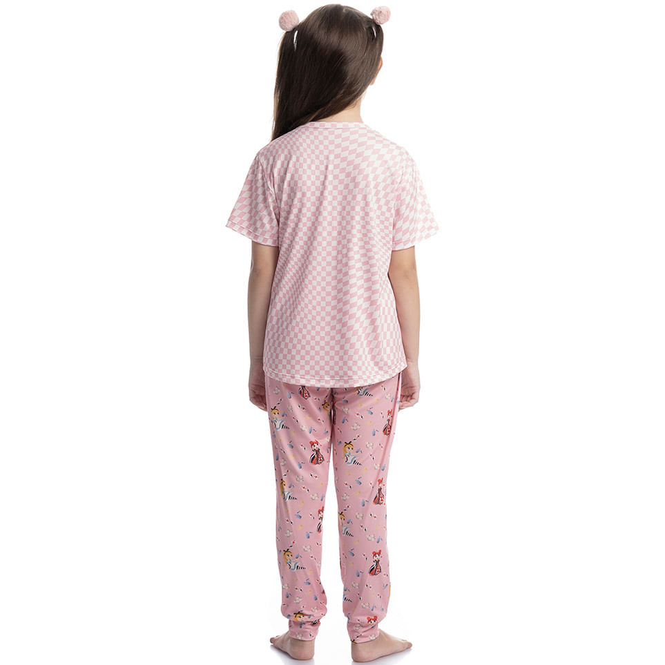 Pijama Infantil Longo Manga Curta Alice - Imagem 4 - Mobile