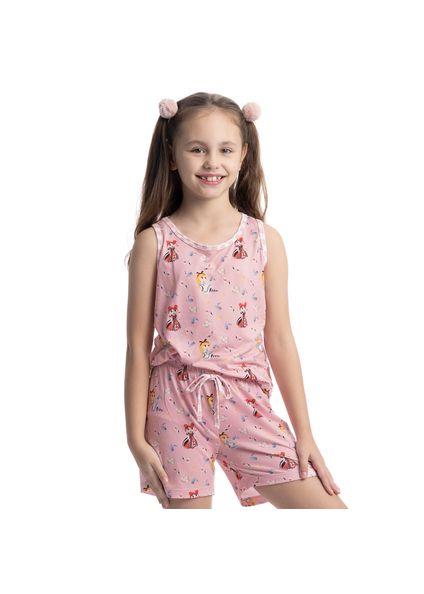 Pijama Infantil Curto Regata Alice Rosa-3 - Imagem 1