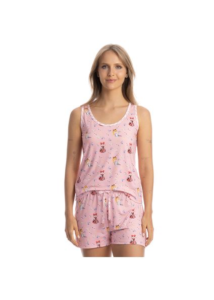Pijama Feminino Curto Regata Alice Rosa-3 - Imagem 1