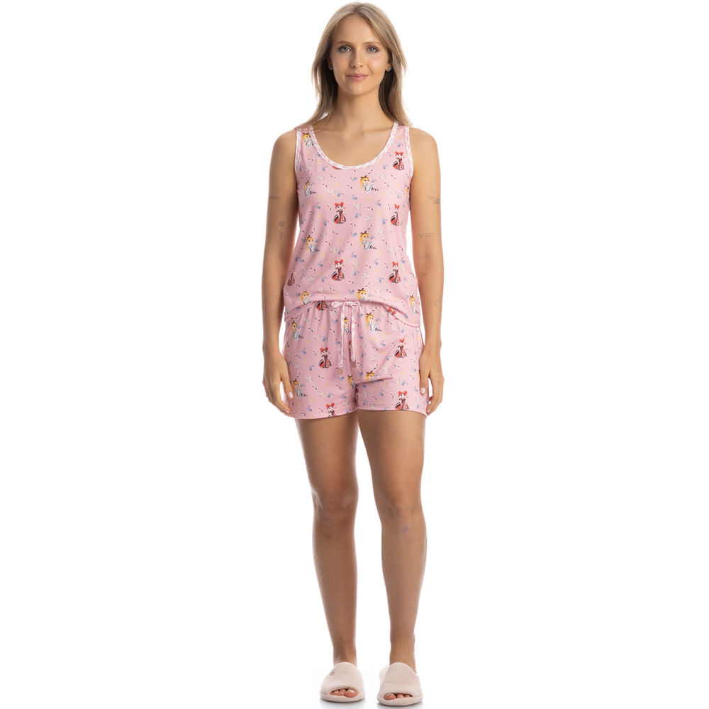 Pijama Feminino Curto Regata Alice - Imagem 3 - Mobile