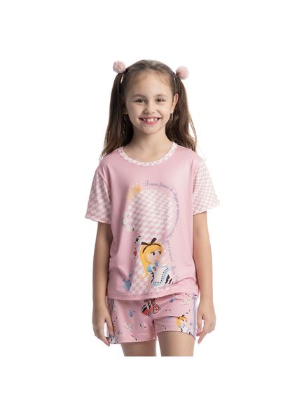 Pijama Curto Infantil Alice Rosa-3 - Imagem 1