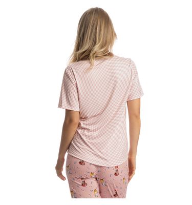 Pijama Feminino Longo Manga Curta Alice - Imagem 2 - Mobile