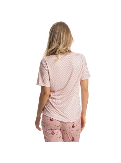 Pijama Feminino Longo Manga Curta Alice - Imagem 2 - Desktop