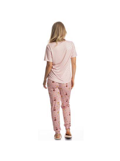 Pijama Feminino Longo Manga Curta Alice - Imagem 4 - Desktop