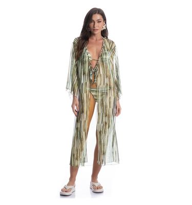 Kaftan De Tule Com Manga Cipreste - Imagem 3 - Mobile