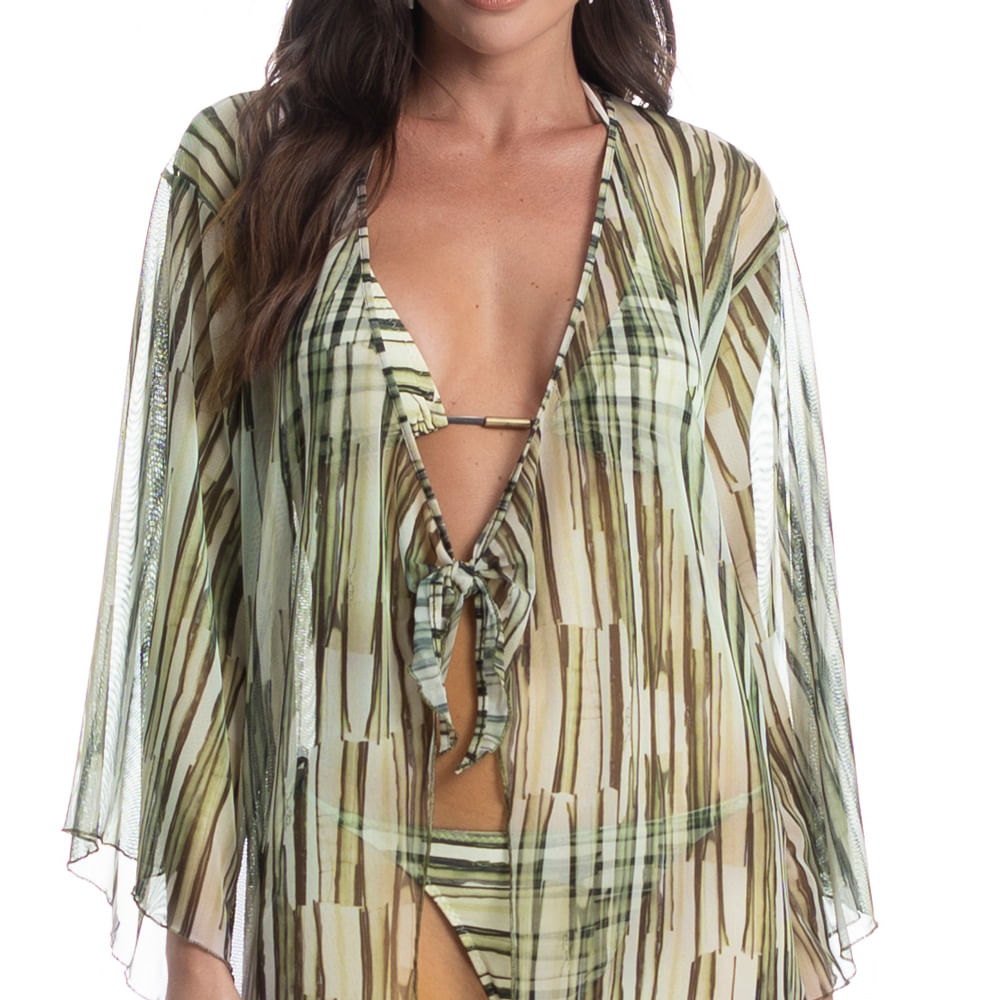 Kaftan De Tule Com Manga Cipreste - Imagem 5 - Mobile