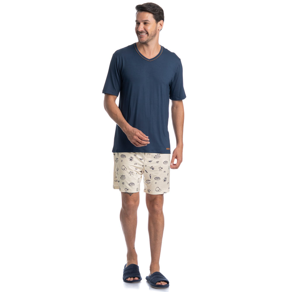 Pijama Curto Masculino Mediterrâneo - Imagem 3 - Mobile