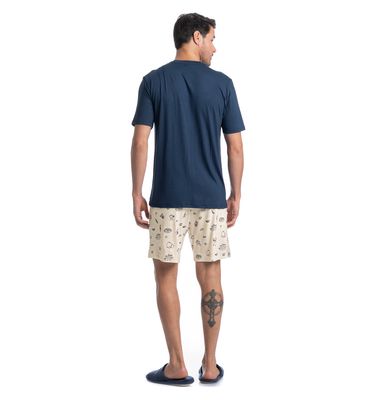 Pijama Masculino Curto Com Bolso Mediterrâneo Tombini - Imagem 4 - Mobile