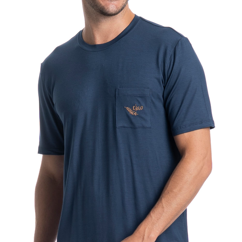 Pijama Masculino Curto Com Bolso Mediterrâneo Tombini - Imagem 5 - Mobile
