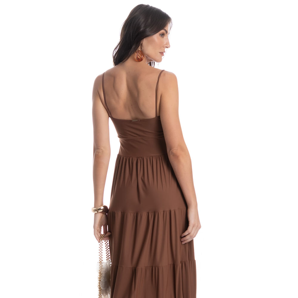 Vestido Babados Capuccino Marrom - Imagem 2