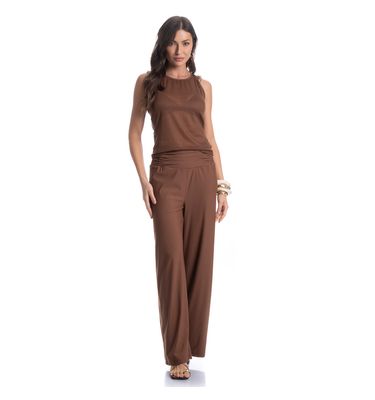 Calça Feminina Com Cós Frontal Franzido Capuccino - Imagem 3 - Mobile