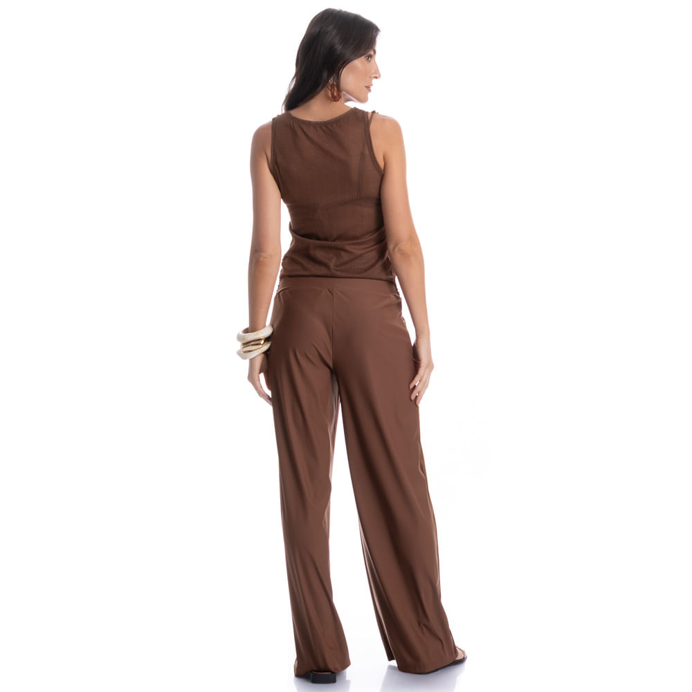 Calça Feminina Com Cós Frontal Franzido Capuccino - Imagem 4 - Mobile