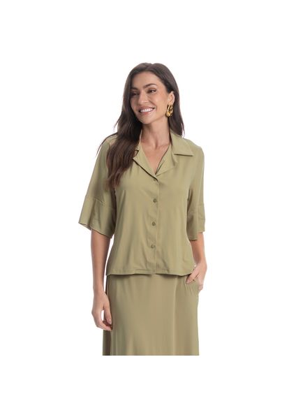 Camisa Feminina Curta Malaga Verde - Imagem 1
