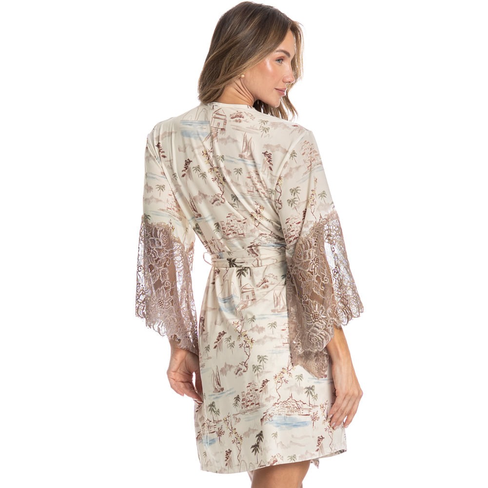 Robe Feminino Com Renda La Serenità Branco - Imagem 2