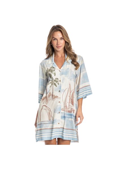 Camisão Feminino Abotoado La Serenità Branco - Imagem 1
