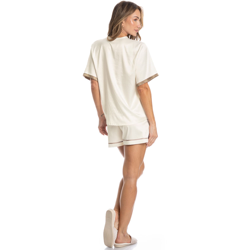 Pijama Feminino Curto Americano Em Cetim Siena - Imagem 4 - Mobile