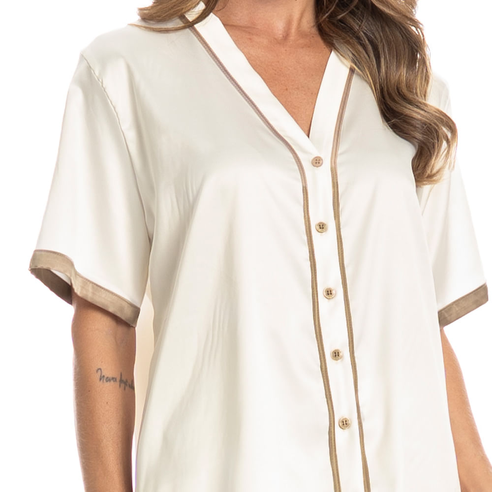 Pijama Feminino Curto Americano Em Cetim Siena - Imagem 5 - Mobile