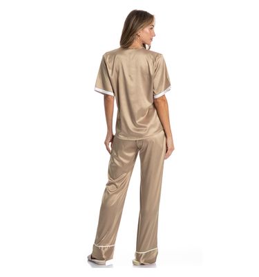Pijama Feminino Longo Americano Em Cetim Siena - Imagem 4 - Mobile