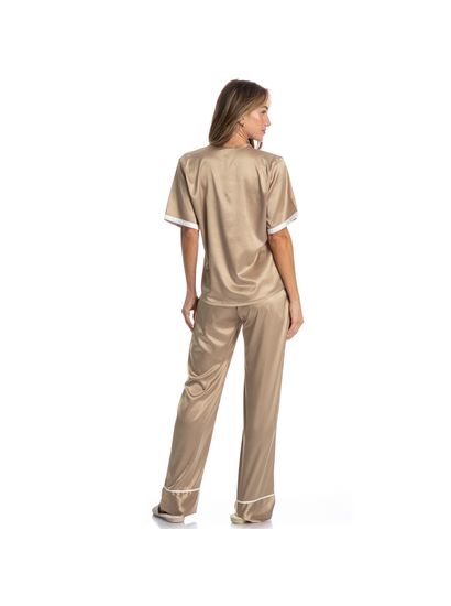 Pijama Feminino Longo Americano Em Cetim Siena - Imagem 4 - Desktop