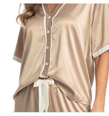 Pijama Feminino Longo Americano Em Cetim Siena - Imagem 5 - Mobile