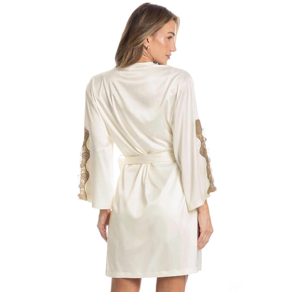 Robe Feminino Curto Com Renda Siena Branco - Imagem 2