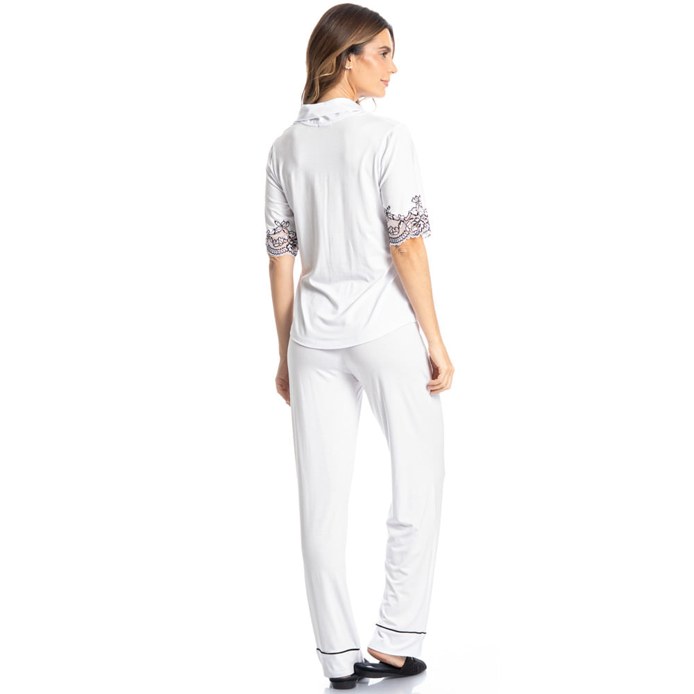 Pijama Feminino Longo Americano Selene - Imagem 4 - Mobile