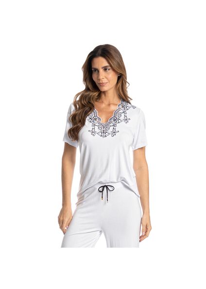 Pijama Feminino Capri Selene Branco - Imagem 1
