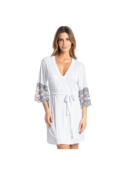 Robe Feminino Curto Com Renda Selene Branco - Imagem 1