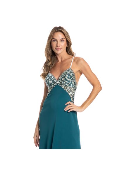 Camisola Midi Com Renda Selene Verde - Imagem 1