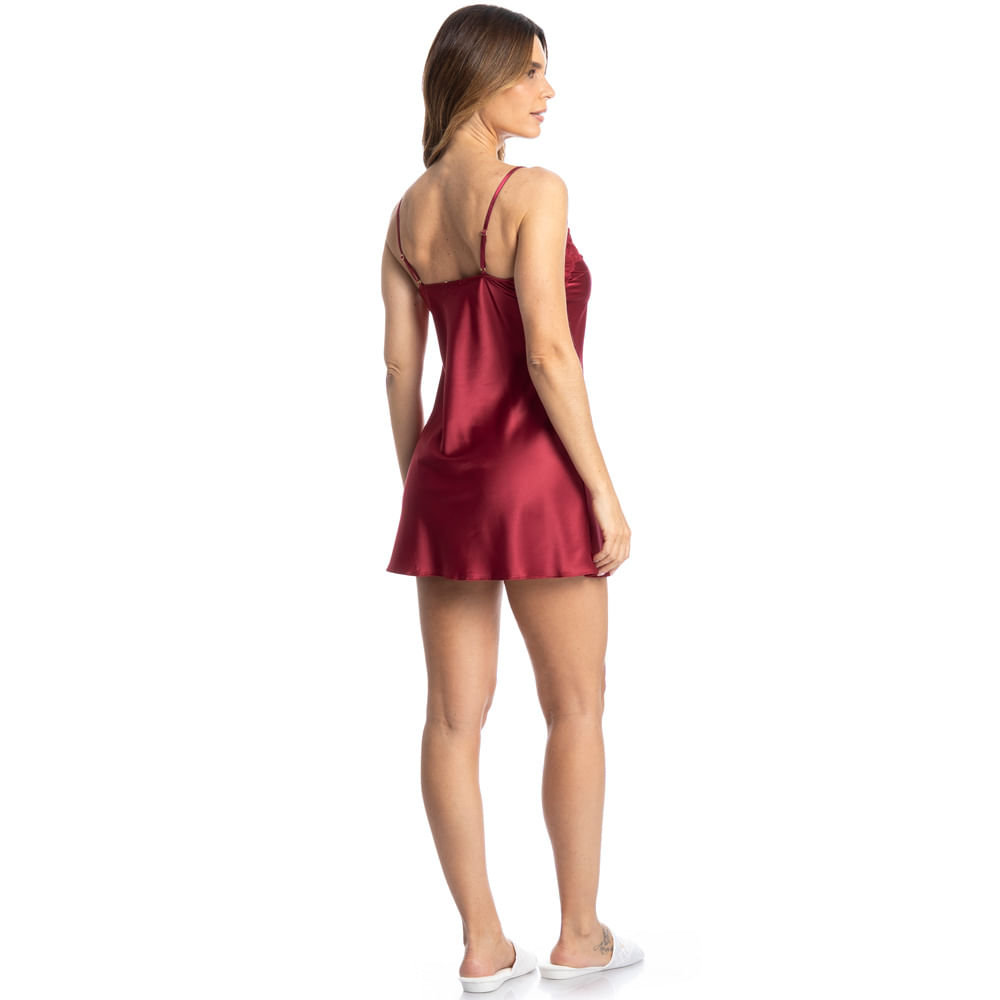 Camisola Curta Em Cetim Com Fenda Violeta - Imagem 4 - Mobile